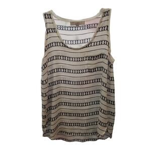 Ann Taylor Loft Tank Top Womens Small Shirt Striped Side Slit Blue White Chic